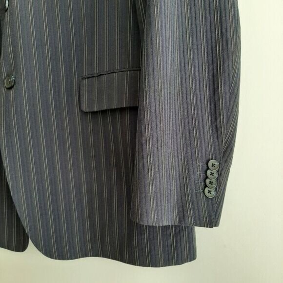 PAUL BETENLY Biella Italy Blazer Jacket Pin-Stripe Navy Men's Sz 44 L - Picture 6 of 16